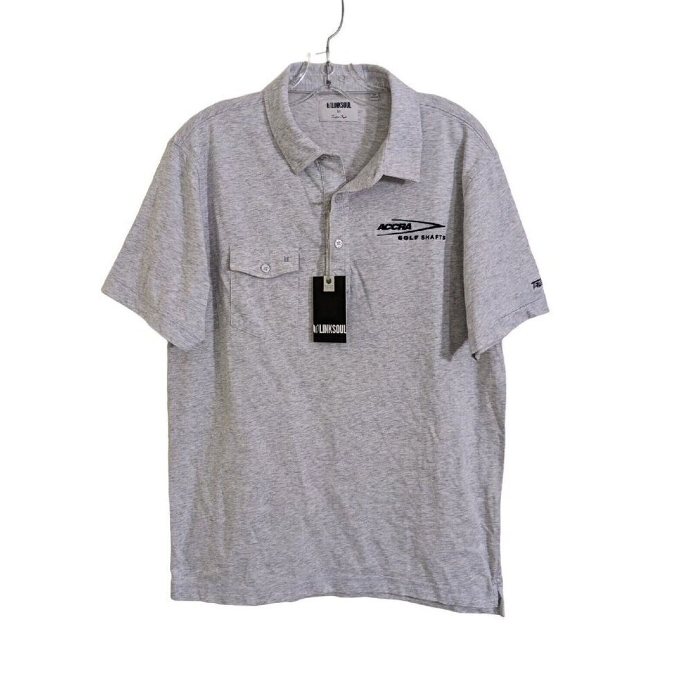 Linksoul NEW Golf Polo Shirt Mens M Gray Short Sleeve Athleisure Luxury Cotton